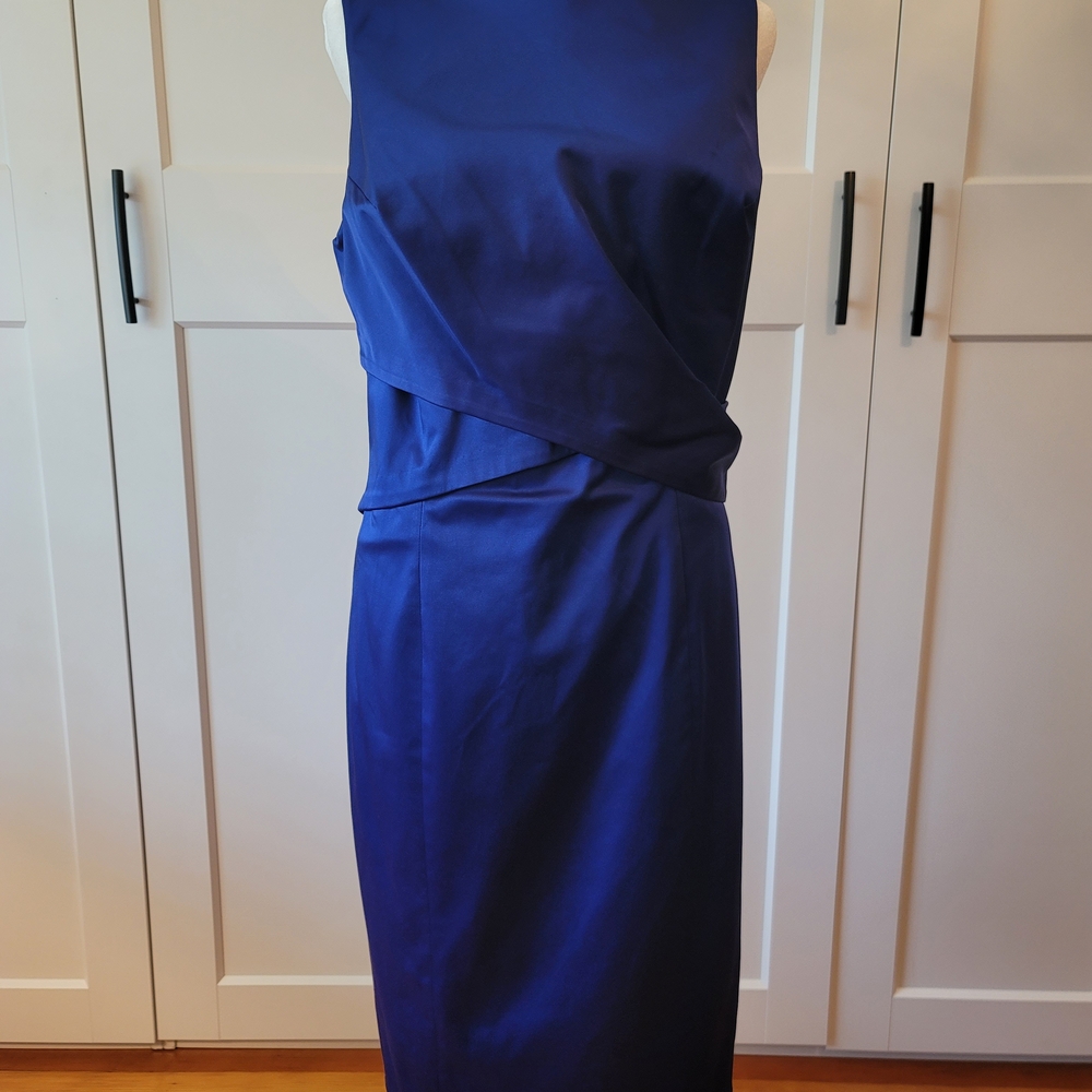 Talbots Blue Halter Sheath Dress for Cocktail Events
